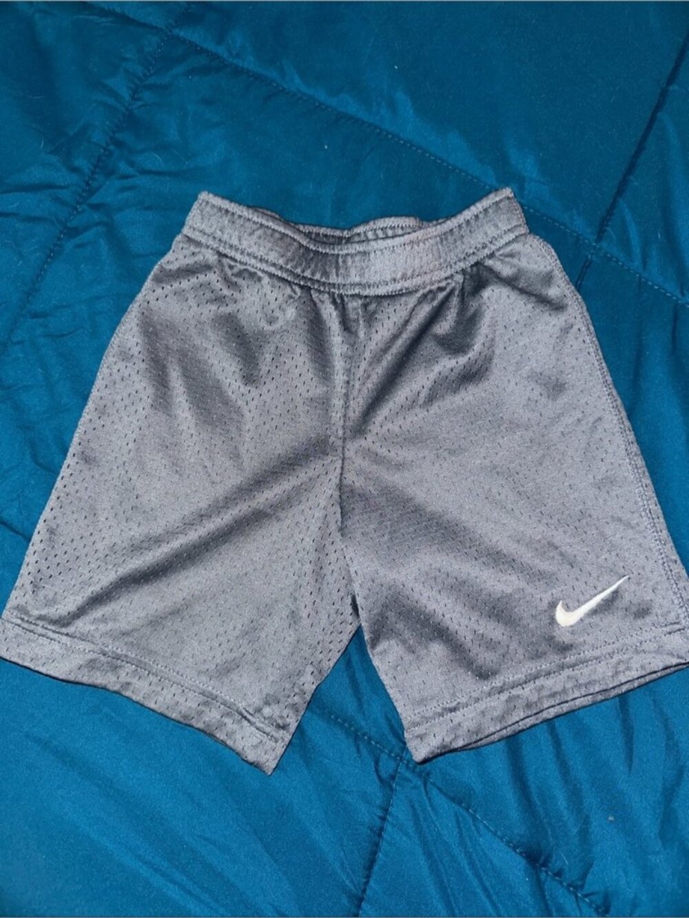 Nike Gray Kids Mesh Shorts with White Swoosh